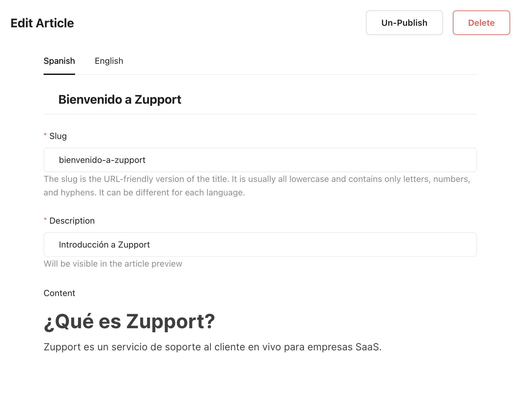 Multilanguage Support